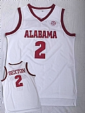 Alabama Crimson Tide 2 Collin Sexton White College Basketball Jersey,baseball caps,new era cap wholesale,wholesale hats